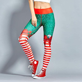 Bows Christmas Leggings XMAS Tights Womens Elastic Snowflake Pants Stocking